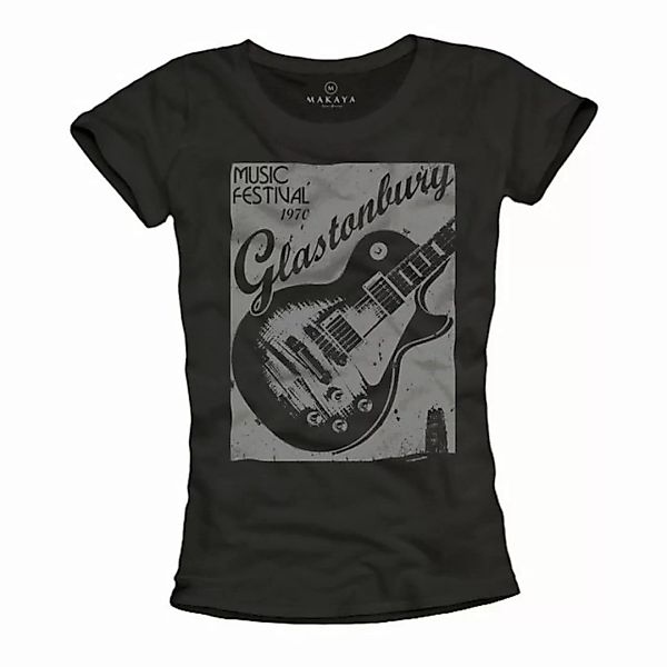 MAKAYA T-Shirt Damen Frauen Top Musik Gitarre Rock Woodstock Bandshirt Dame günstig online kaufen
