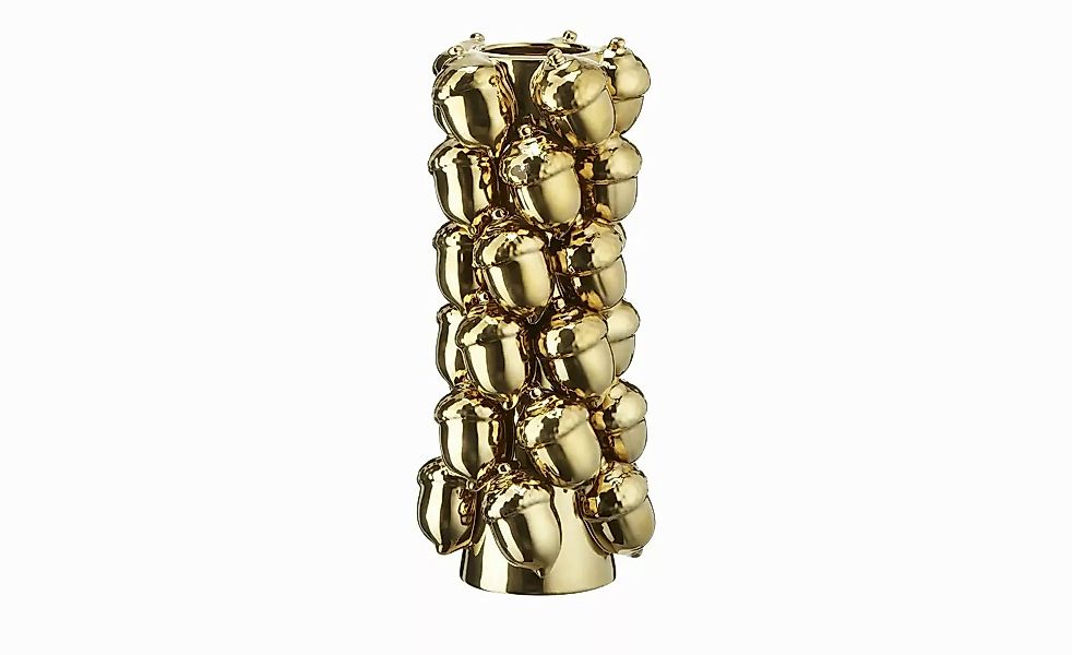 HOME STORY Vase 3D Eicheln   ¦ gold ¦ Dolomite ¦ Maße (cm): H: 30  Ø: 12.5 günstig online kaufen