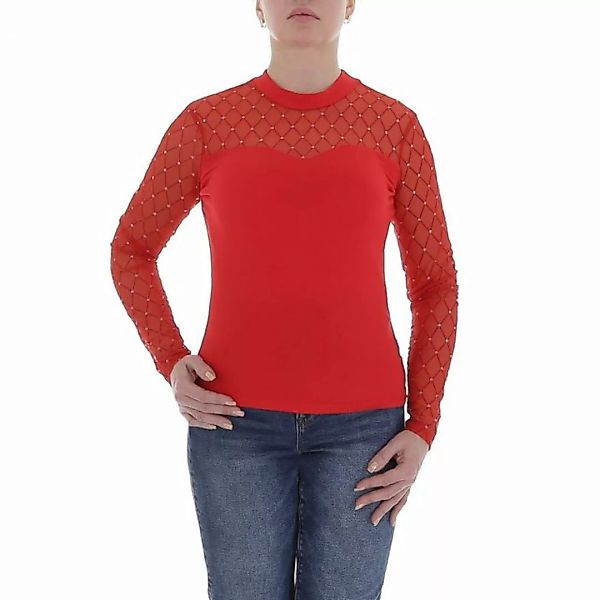 Ital-Design Langarmbluse Damen Elegant Glitzer Transparent Top & Shirt in R günstig online kaufen