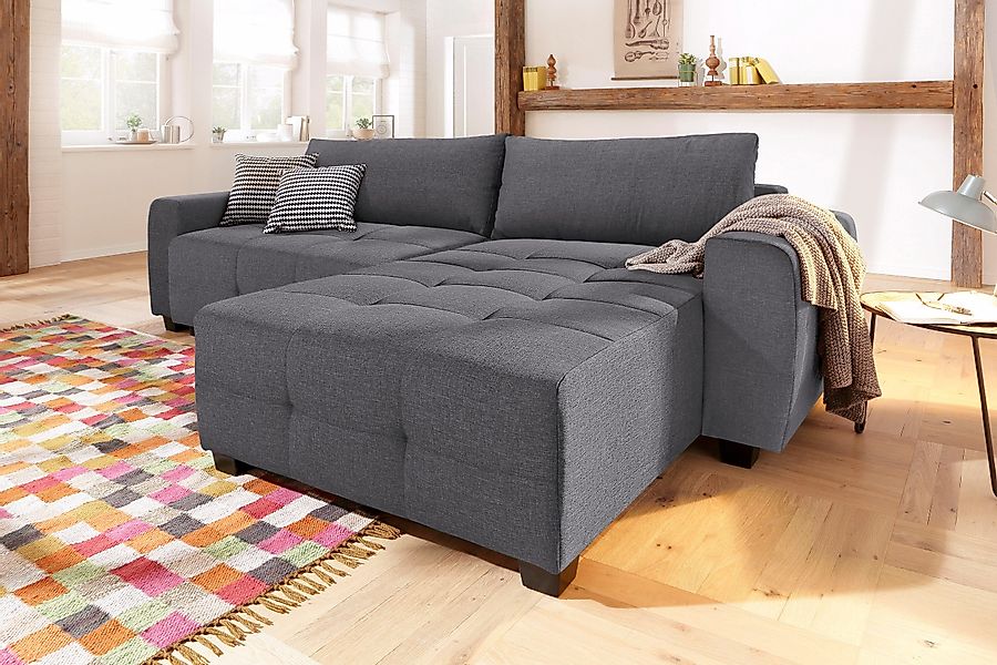 Home affaire Ecksofa "Bella L-Form, B: 254 cm" mit 2 Zierkissen, optional B günstig online kaufen