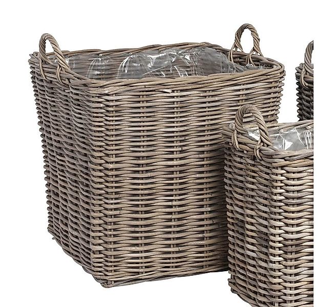 Grafelstein Pflanzkübel Eckiger Pflanzkübel SEAGRASS grau beige Rattan Pfla günstig online kaufen