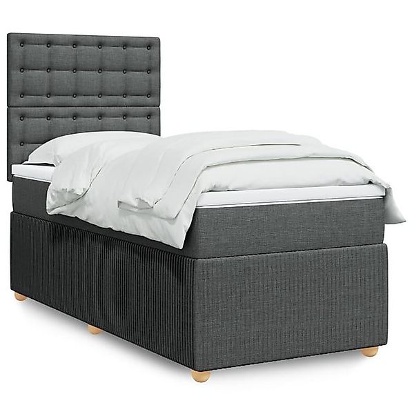 vidaXL Boxspringbett, Boxspringbett mit Matratze Dunkelgrau 100x200 cm Stof günstig online kaufen