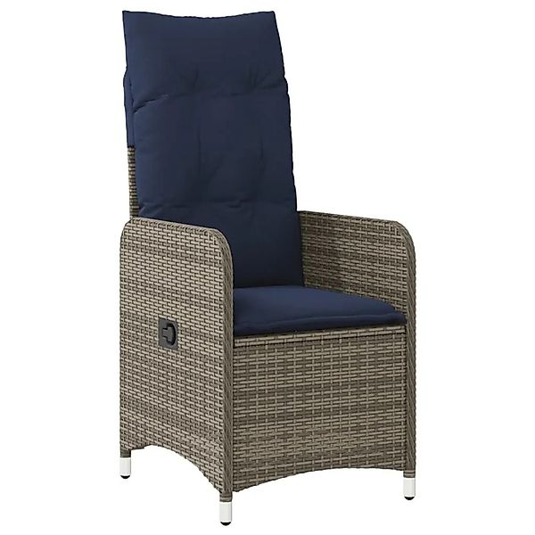 vidaXL Gartensessel Verstellbar mit Kissen Grau Poly Rattan 365684 günstig online kaufen