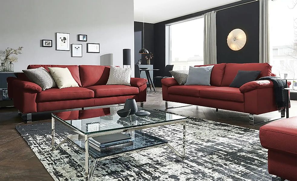 Max Schelling Ledersofa mit Kufengestell Maximum ¦ rot ¦ Maße (cm): B: 224 günstig online kaufen