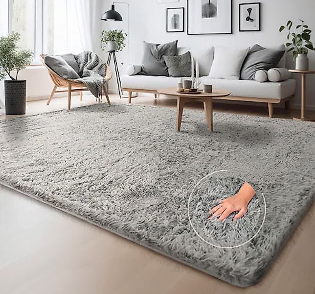 Hochflor-Teppich »Serville«, rechteckig, 37 mm Höhe, Kuschelteppich, Uni Fa günstig online kaufen