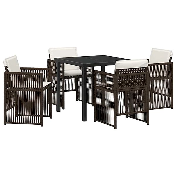 vidaXL Garten Essgruppe 5-Tlg Braun Poly Rattan 3380657 günstig online kaufen