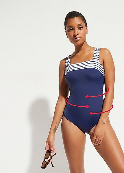 bonprix Badeanzug (1-St) figurformendes Material, sportlicher Stil, mit Net günstig online kaufen