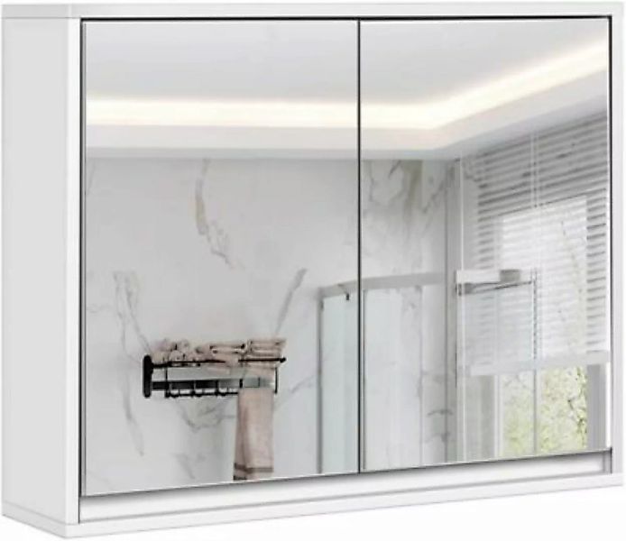 COSTWAY® Hängeschrank Badezimmer 2 Türen mit Spiegel weiß günstig online kaufen