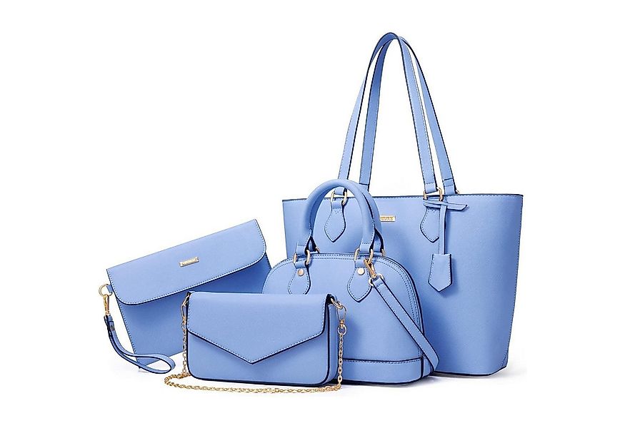 LuxusKollektion Handtasche Damen Handtaschen Set 4-teilig Blau für Büro Sch günstig online kaufen