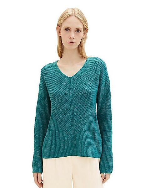 TOM TAILOR Strickpullover Strickpullover Ripp Knit V-Neck Pullover Knit V-N günstig online kaufen