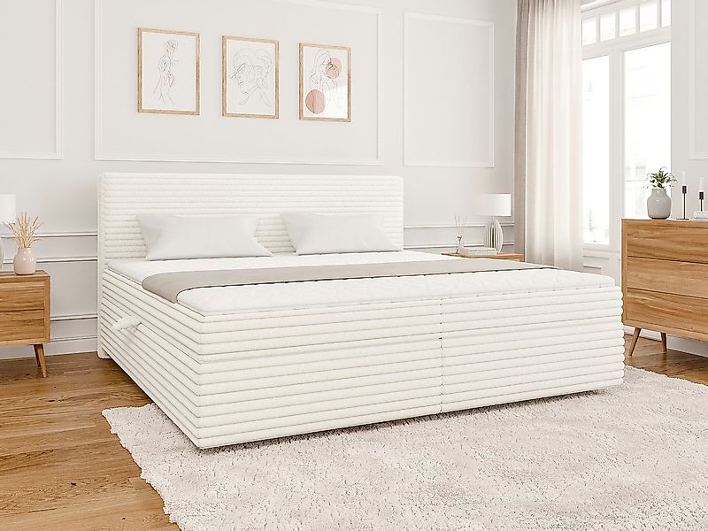 S-Style Möbel Boxspringbett Jasper mit Topper und Bettkästen, aus Plüschcor günstig online kaufen
