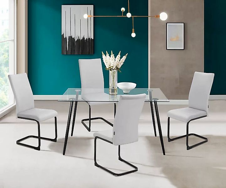 INOSIGN Esszimmerstuhl »Darcel«, (Set), 4 St., Veloursstoff, Freischwinger günstig online kaufen