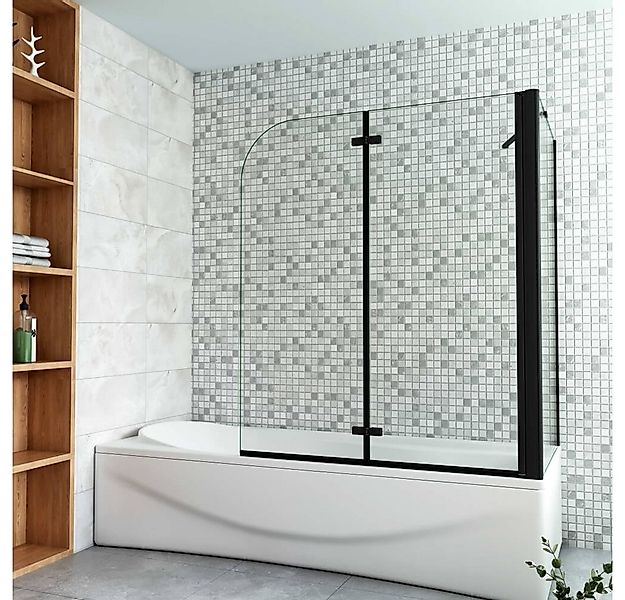 Duschparadies Badewannenaufsatz 6mm ESG Schwarz Aufsatz Duschwand Badewanne günstig online kaufen