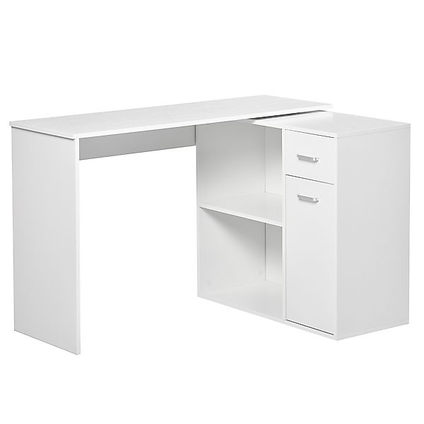HOMCOM Eckschreibtisch 180° drehbar mit Regal, Schublade & Schrank, L‑Form günstig online kaufen