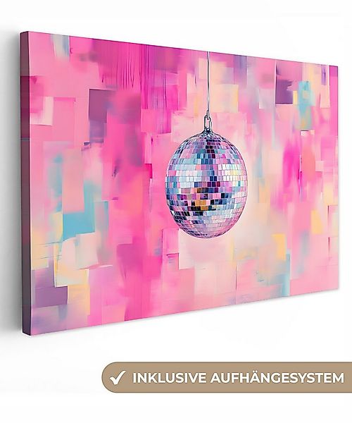 OneMillionCanvasses® Leinwandbild Discoball - Rosa - Farbe, Fotodruck (1 St günstig online kaufen