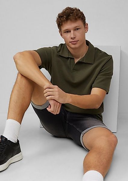 QS Kurzarmshirt T-Shirt mit offenem Polokragen aus Strukturware günstig online kaufen