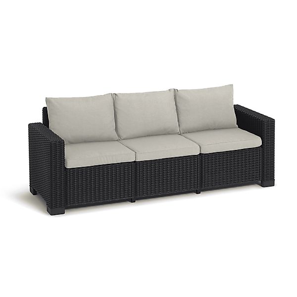 Allibert Loungesofa California Gartensofa anthrazit mit Kissen Sand-Rattano günstig online kaufen