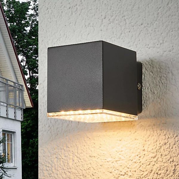 Dunkelgraue LED-Außenwandlampe Lydia günstig online kaufen