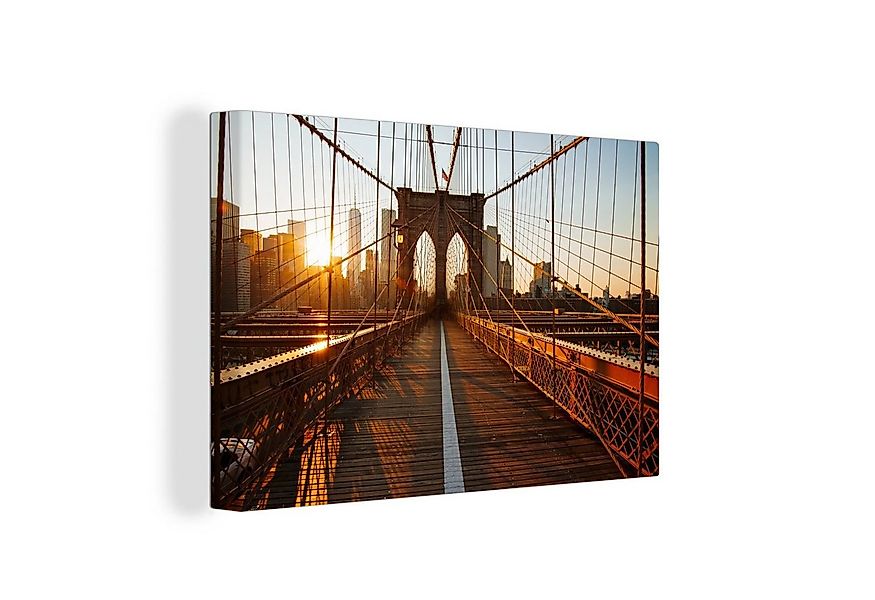 OneMillionCanvasses® Leinwandbild Brooklyn Bridge in New York bei Sonnenunt günstig online kaufen