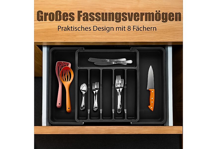 BigDean Besteckeinsatz 2 Stück Schubladen Organizer aus Kunststoff in Schwa günstig online kaufen
