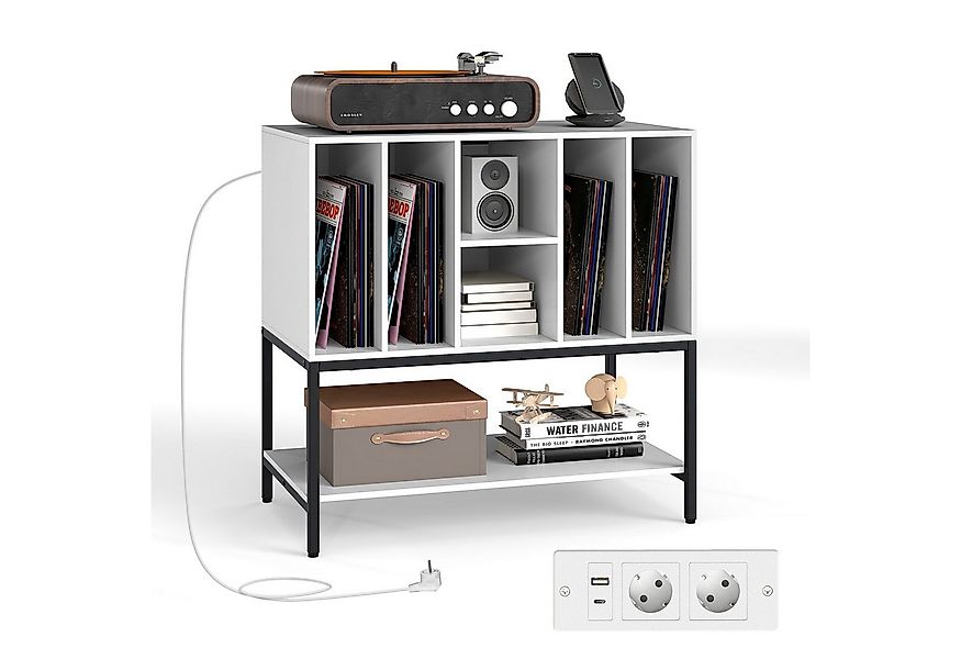 COSTWAY Sideboard, Plattenspielerständer mit Ladestation Beistellschrank günstig online kaufen