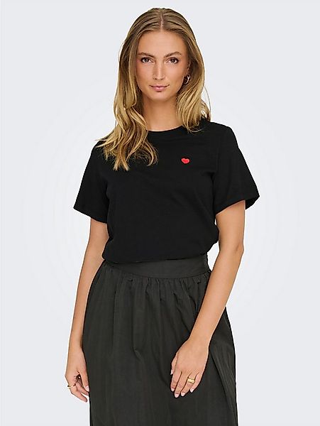 JDY Kurzarmshirt JDYPISA S/S PRINT TOP JRS NOOS mit Herz Stickerei günstig online kaufen