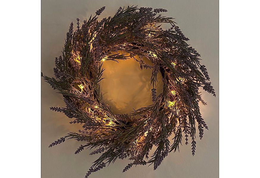 Online-Fuchs Dekokranz - Türkranz aus Lavendel mit LED-Beleuchtung und Time günstig online kaufen