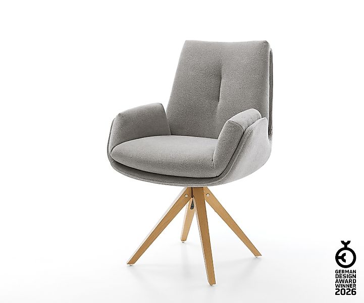 Drehstuhl Clea-Flex Strukturstoff Soft Grau Holzgestell kantig Natur 180° d günstig online kaufen