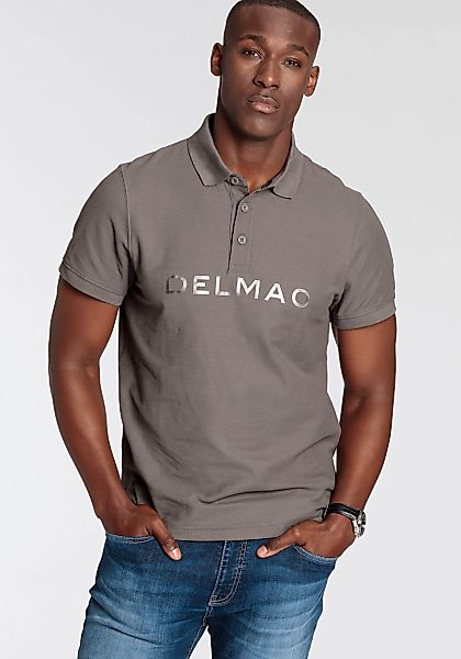 DELMAO Poloshirt, Kurzarm, mit Rippbündchen, mit Print, Polokragen, aus Bau günstig online kaufen