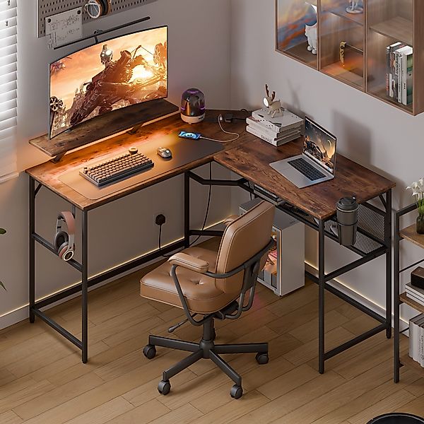 Mondeer Eckschreibtisch L-Shape Eckschreibtisch (130*130cm), RGB-Lichtleist günstig online kaufen