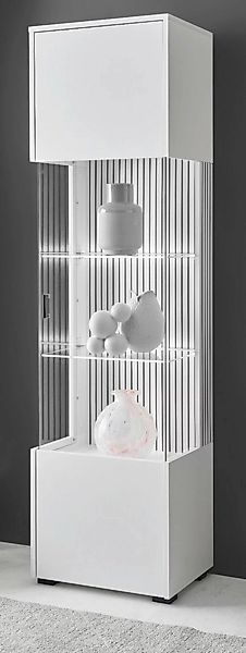 Furn.Design Glasvitrine Merced (Vitrine in weiß mit schwarz, 48 x 180 cm) S günstig online kaufen