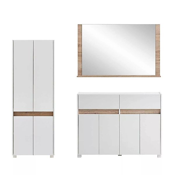 Garderoben Set CORATO-80 in weiß mit Blende in Wildeiche Nb., B/H/T: ca. 18 günstig online kaufen