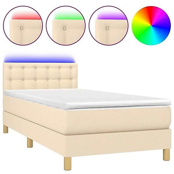 vidaXL Boxspringbett Boxspringbett mit Matratze LED Blau 90x200 cm Stoff Be günstig online kaufen