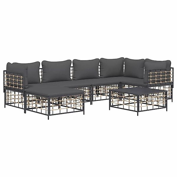 Vidaxl 7-tlg. Garten-lounge-set Mit Kissen Anthrazit Poly Rattan günstig online kaufen