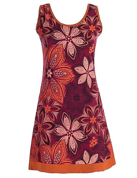 Vishes Minikleid Damen Mini-Kleid Baumwolle Blumen-Muster A-Linie Rundhalsa günstig online kaufen