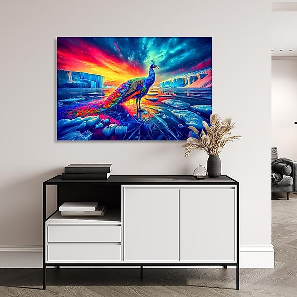 queence Acrylglasbild "Surrealer Polarzauber", Fantasy-Vögel-Sonnenaufgang- günstig online kaufen