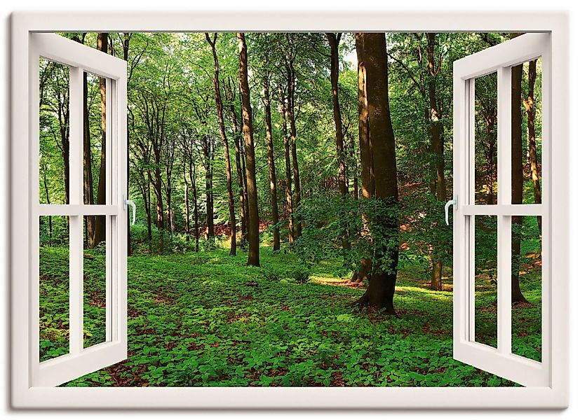 Artland Leinwandbild "Panorama Sommerwald, weiß" Fensterblick 1 Stk. tlg. a günstig online kaufen