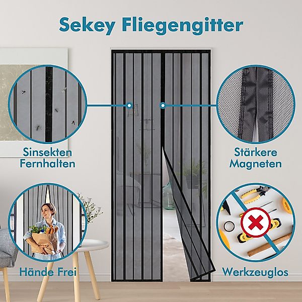 Sekey Insektenschutz-Tür Fliegengitter für Balkontür Schwarz, günstig online kaufen