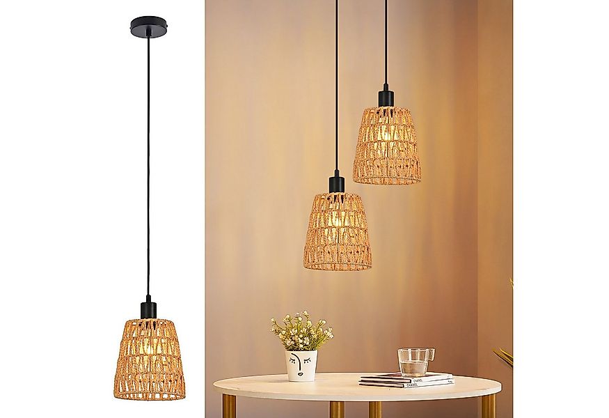 Nettlife Pendelleuchte Retro Boho Hängelampe Rattan höhenverstellbar 1/3 fl günstig online kaufen