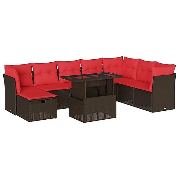 vidaXL 9-Tlg Gartensofa-Set mit Kissen Braun Polyrattan 3274714 günstig online kaufen