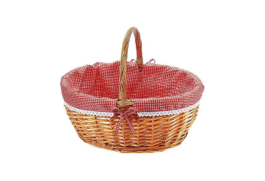 Kobolo Einkaufskorb Weidenkorb - Textil rot kariert - 45x34x20 cm, 30,6 l günstig online kaufen