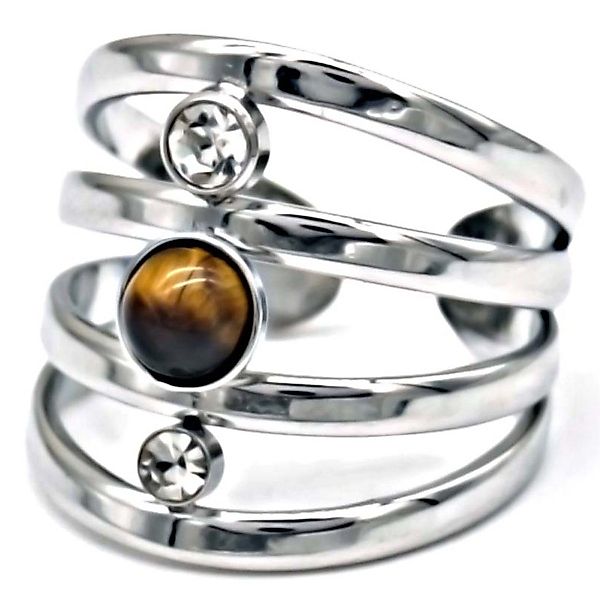 KARMA Fingerring Damenring silber Braun Edelstahl günstig online kaufen