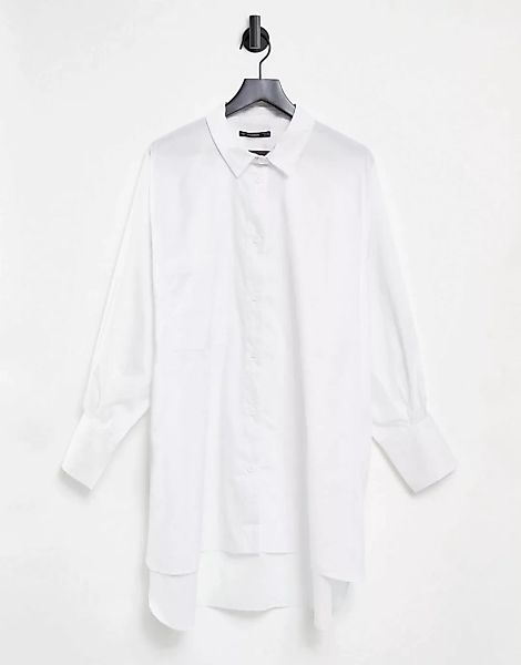 Threadbare – Oversized-Hemdkleid mit Ballonärmeln in Weiß günstig online kaufen