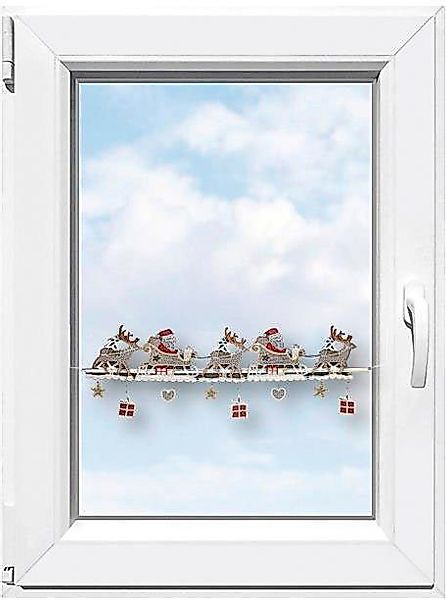 Stickereien Plauen Scheibengardine Weihnachtsmann, Stangendurchzug (1 günstig online kaufen