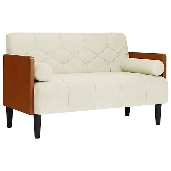 vidaXL Sofa Zweisitzer-Sofa mit Nackenrollen Creme 110 cm Samt günstig online kaufen