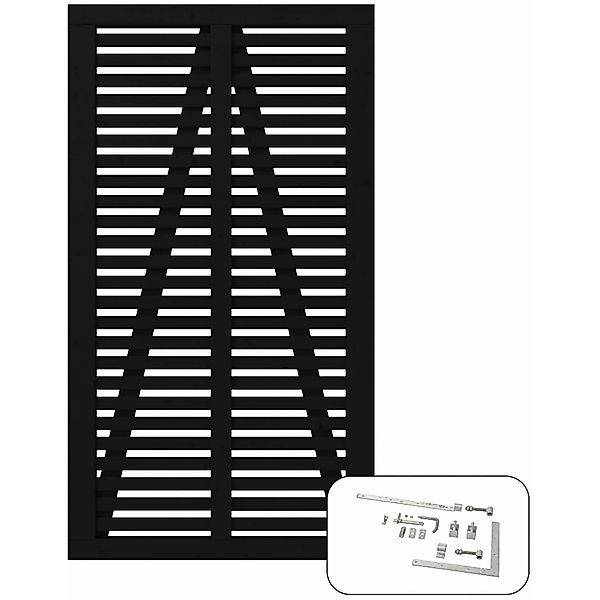 Plus Holz Einzeltor Harmoni Nadelholz Schwarz 100 cm x 180 cm günstig online kaufen