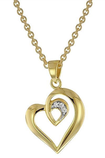 trendor Kette mit Anhänger Anhänger Herz Gold 333 / 8K mit vergoldeter Silb günstig online kaufen