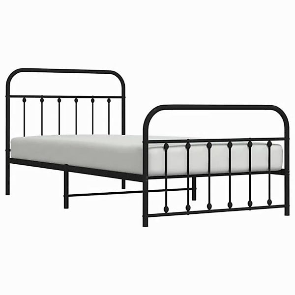 furnicato Bettgestell mit Kopf- und Fußteil Metall Schwarz 107x203 cm (1-tl günstig online kaufen