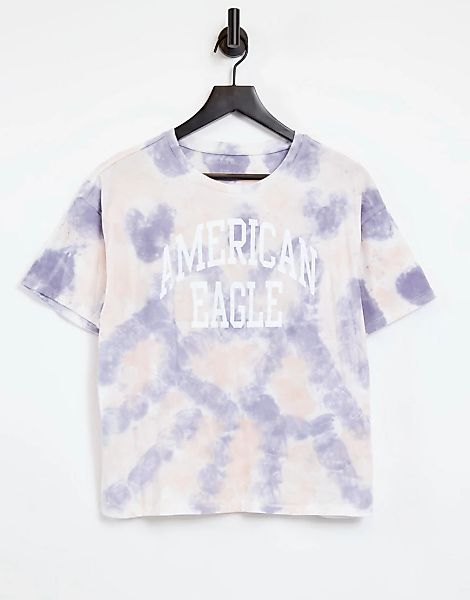 American Eagle – T-Shirt mit Logo und Batikmuster-Mehrfarbig günstig online kaufen