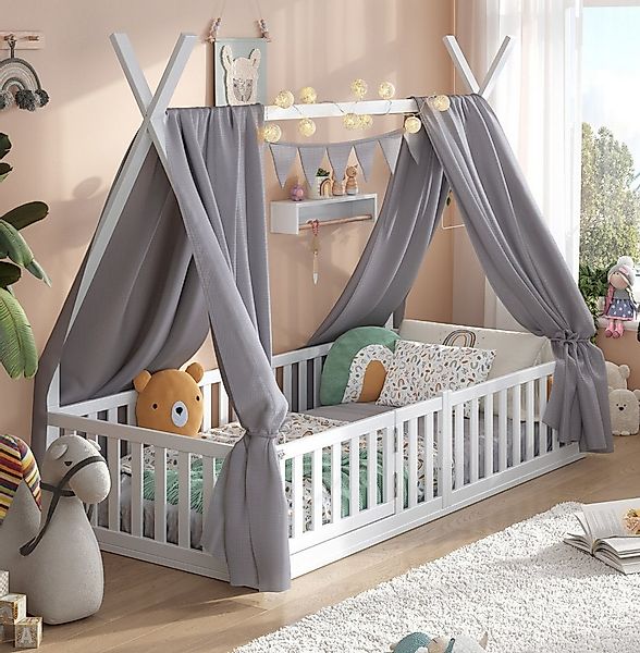 Alavya Home® Kinderbett Hausbett Bodenbett SKY SET aus Buche – FSC® 100% mi günstig online kaufen